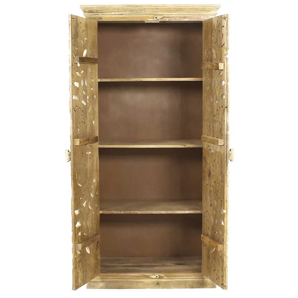 Wohnen Orientalische Möbel|Designermöbel*Dielenschrank in Sandfarben Mangoholz - Runiasa