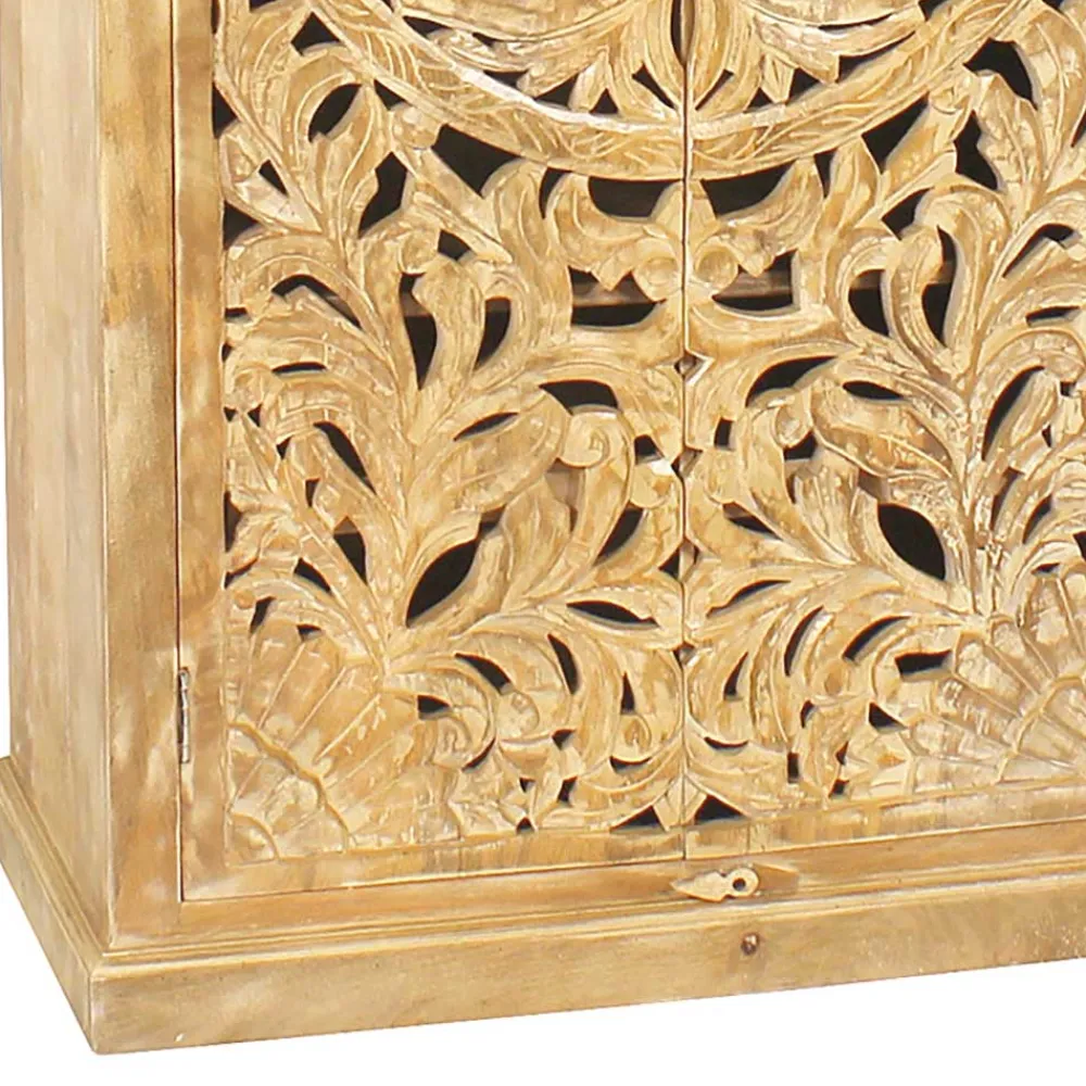 Wohnen Orientalische Möbel|Designermöbel*Dielenschrank in Sandfarben Mangoholz - Runiasa