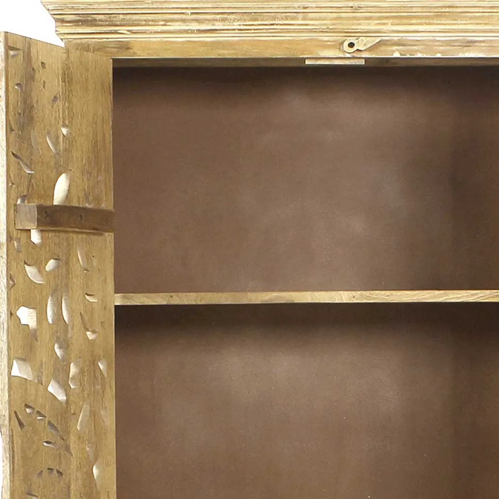 Wohnen Orientalische Möbel|Designermöbel*Dielenschrank in Sandfarben Mangoholz - Runiasa