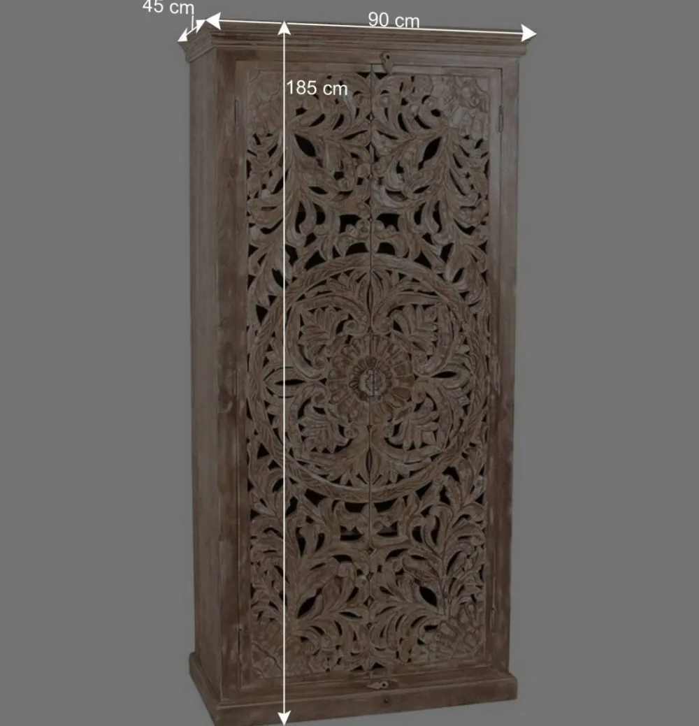 Wohnen Orientalische Möbel|Designermöbel*Dielenschrank in Sandfarben Mangoholz - Runiasa