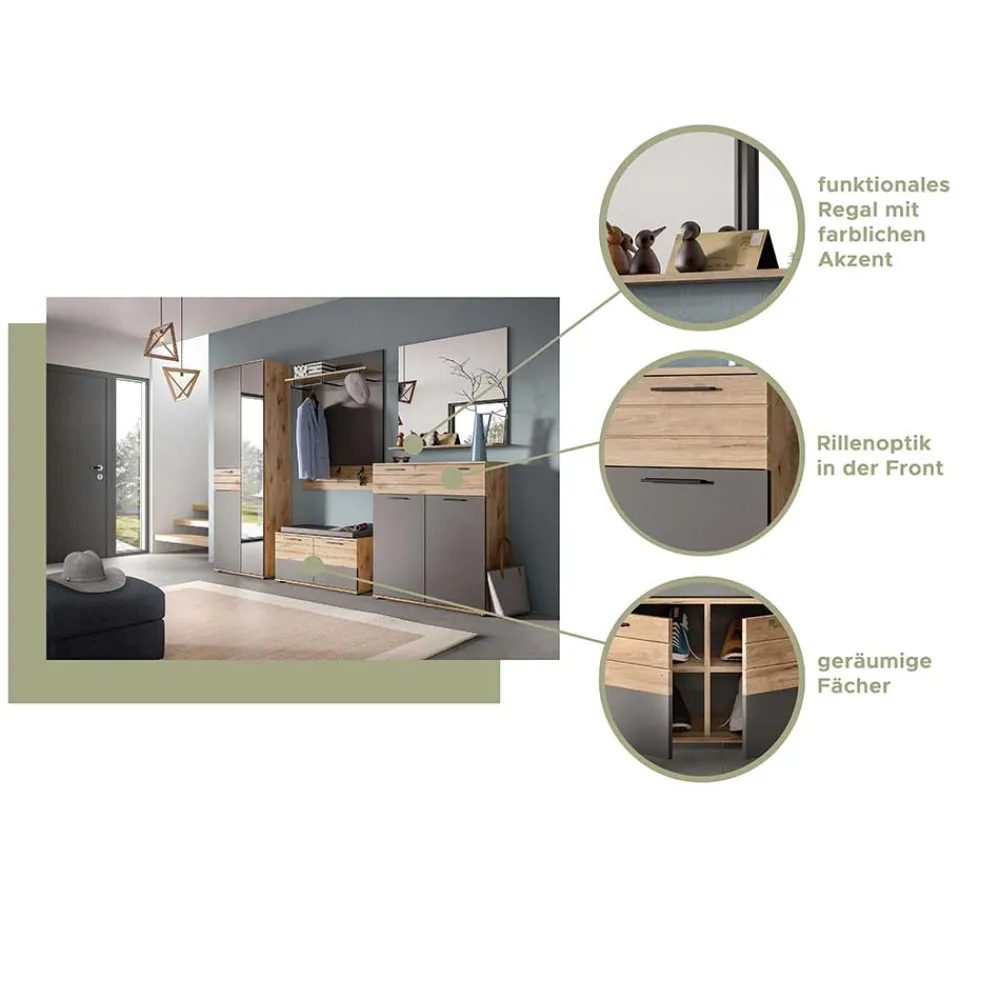 Wohnen Dielenspiegel mit Ablage in Wildeiche NB - Depart