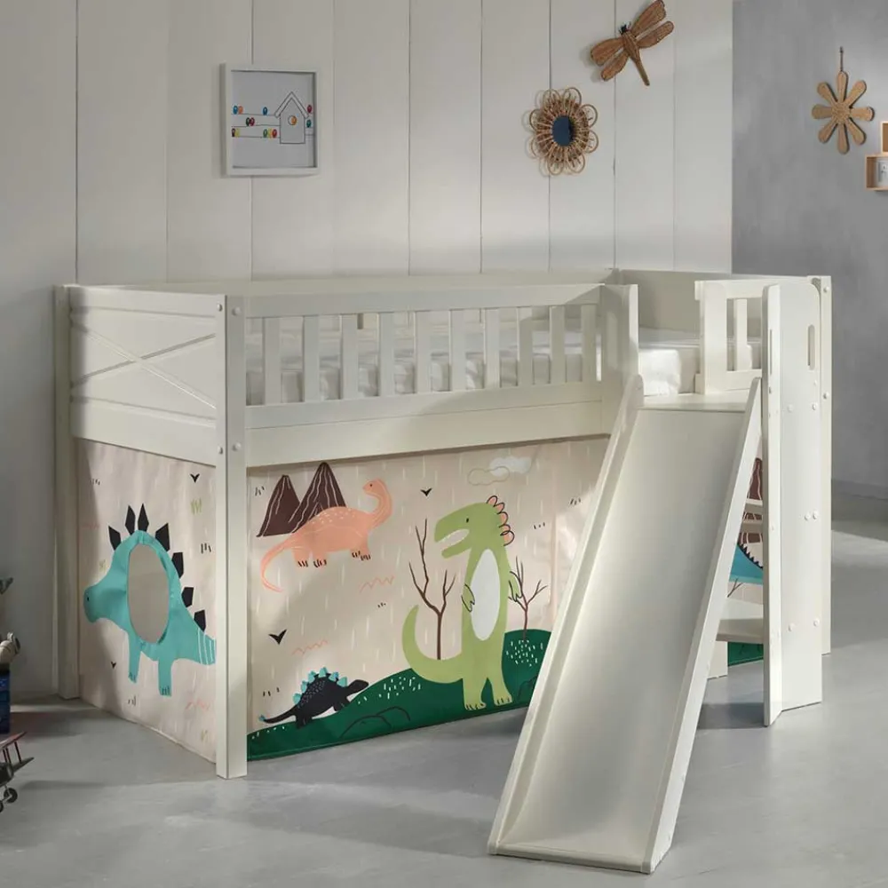 Wohnen Kindermöbel|Kinderbetten*Dino Hochbett mit schräger Rutsche - Champ
