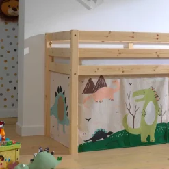 Kinder Wohnen Dinosaurier Hochbett aus Kiefer Natur - Leeward