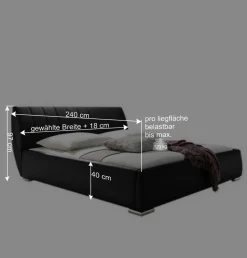 Wohnen Jugendbetten*Doppelbett Bermuda aus Kunstleder