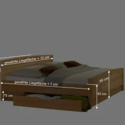 Wohnen Doppelbett Bordeaux aus Erle Teilmassiv