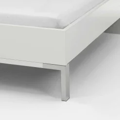 Wohnen Jugendbetten*Doppelbett Elburg mit Polsterkopfteil in Grau Braun