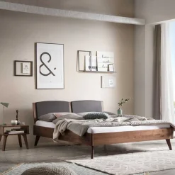 Wohnen Graue Möbel|Braune Möbel*Doppelbett Gestell aus Nussbaum geölt - Carloletta
