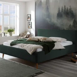 Wohnen Jugendbetten*Doppelbett in Dunkelgrün Cord - Topra