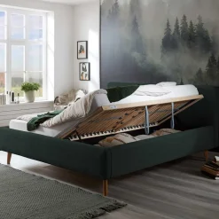 Wohnen Jugendbetten*Doppelbett in Dunkelgrün Cord - Topra