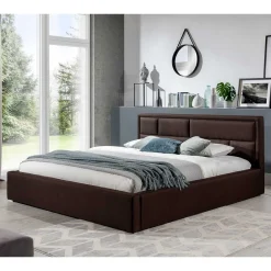 Wohnen Jugendbetten*Doppelbett mit braunem Webstoffbezug - Selami