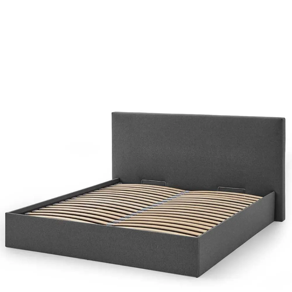 Wohnen Jugendbetten*Doppelbett mit Stauraum in Anthrazit Stoff - Clarford