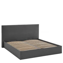 Wohnen Jugendbetten*Doppelbett mit Stauraum in Anthrazit Stoff - Clarford