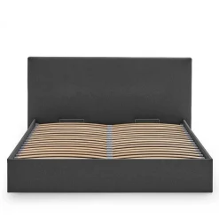 Wohnen Jugendbetten*Doppelbett mit Stauraum in Anthrazit Stoff - Clarford