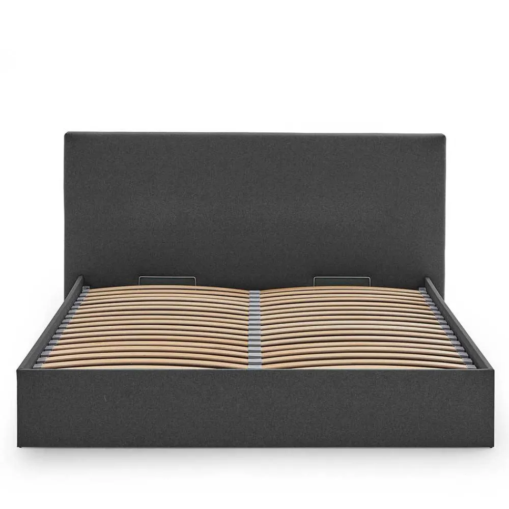 Wohnen Jugendbetten*Doppelbett mit Stauraum in Anthrazit Stoff - Clarford