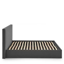 Wohnen Jugendbetten*Doppelbett mit Stauraum in Anthrazit Stoff - Clarford