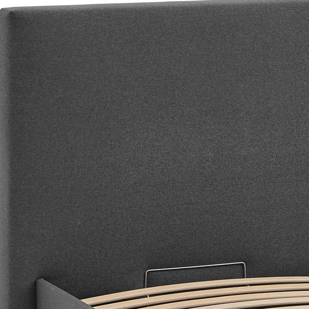 Wohnen Jugendbetten*Doppelbett mit Stauraum in Anthrazit Stoff - Clarford