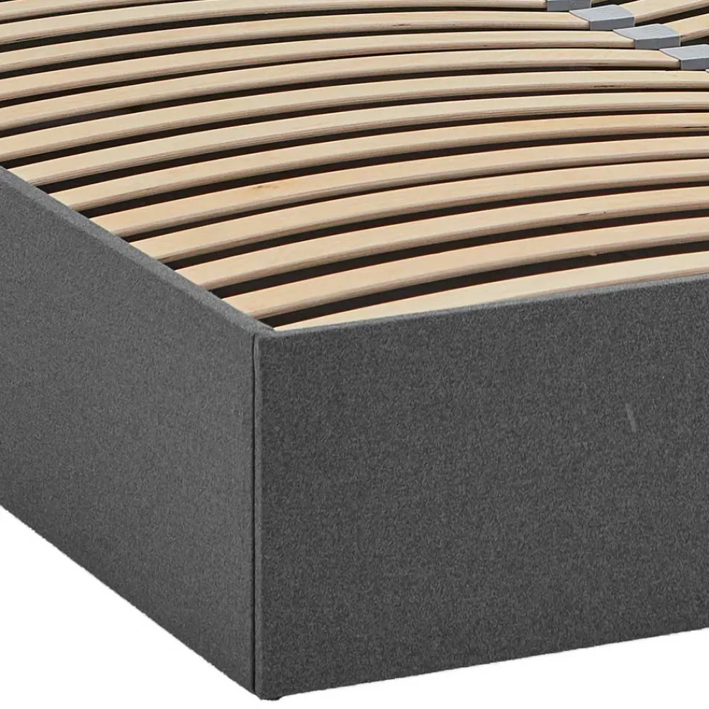 Wohnen Jugendbetten*Doppelbett mit Stauraum in Anthrazit Stoff - Clarford