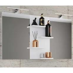 Wohnen Doppelter Badspiegel mit Regal in Weiß - Ynvinata