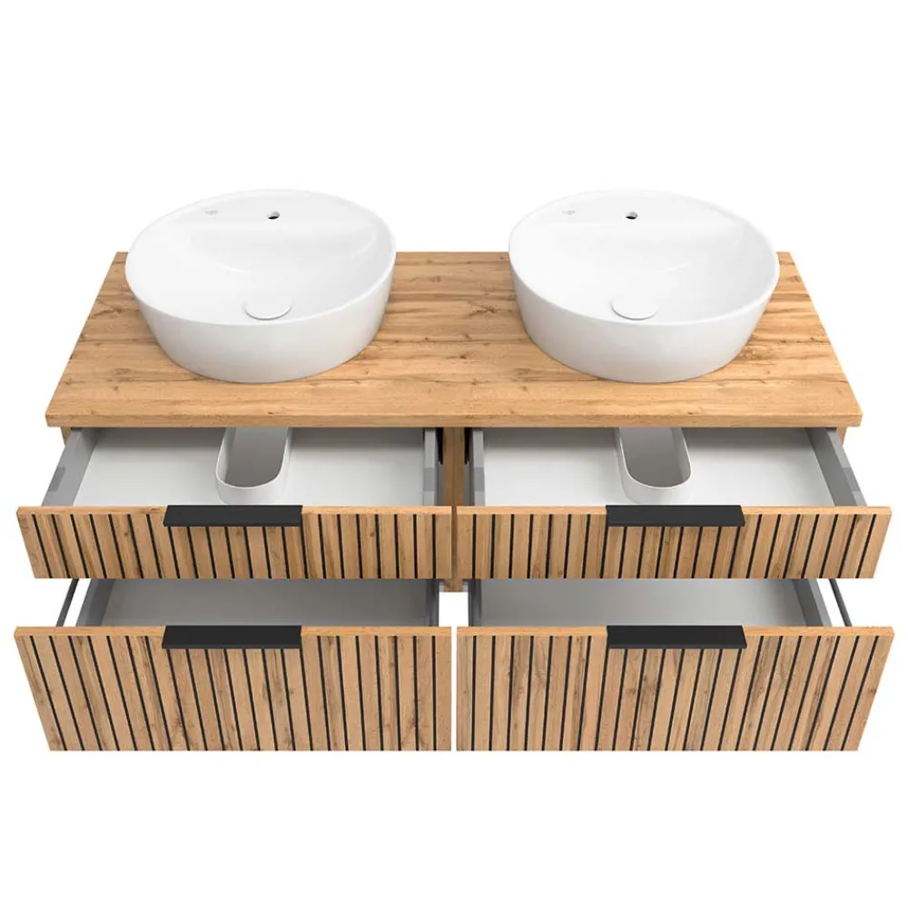 Wohnen Doppelter Waschtisch mit vier Schubladen - Crystoga