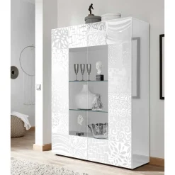 Wohnen Esszimmer-Vitrinen|Vitrinen*Doppeltür Designvitrine in Weiß - Vascaub