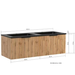 Wohnen Schwarze Möbel|Waschtisch*Doppel-Waschkonsole mit schwarzen Becken - Crystoga