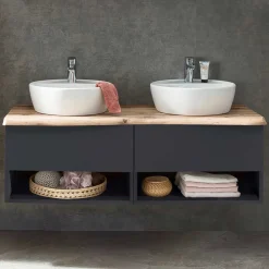 Wohnen Waschtisch|Waschbeckenunterschränke*Doppel-Waschtisch für die Wandmontage - Breznia