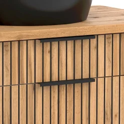 Wohnen Doppel-Waschtisch mit schwarzen Aufsatzbecken - Crystoga