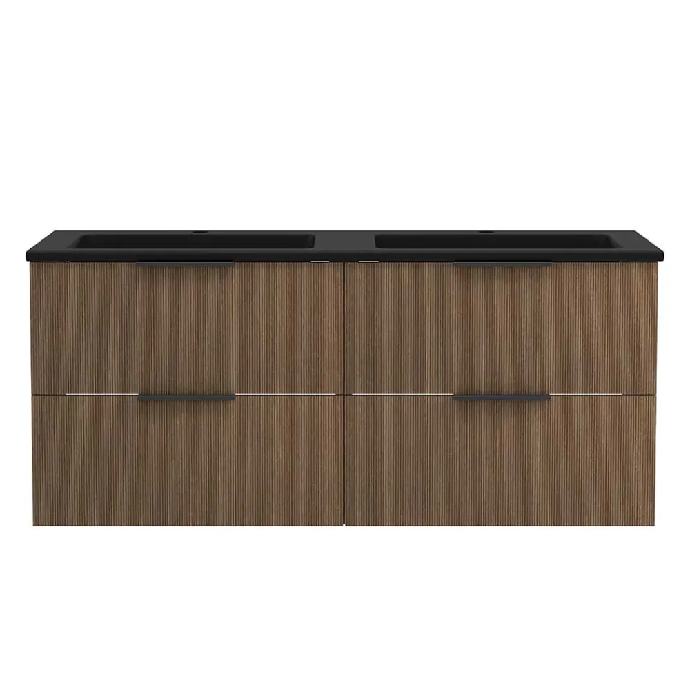 Wohnen Waschtisch|Waschbeckenunterschränke*Doppelwaschtisch mit schwarzem Becken - Ucaida