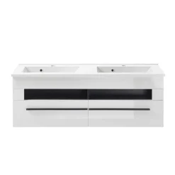 Wohnen Waschtisch|Waschbeckenunterschränke*Doppel-Waschtisch mit zwei Klappen - Ingmesan I