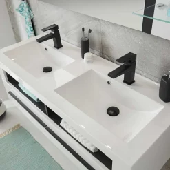 Wohnen Waschtisch|Waschbeckenunterschränke*Doppel-Waschtisch mit zwei Klappen - Ingmesan I