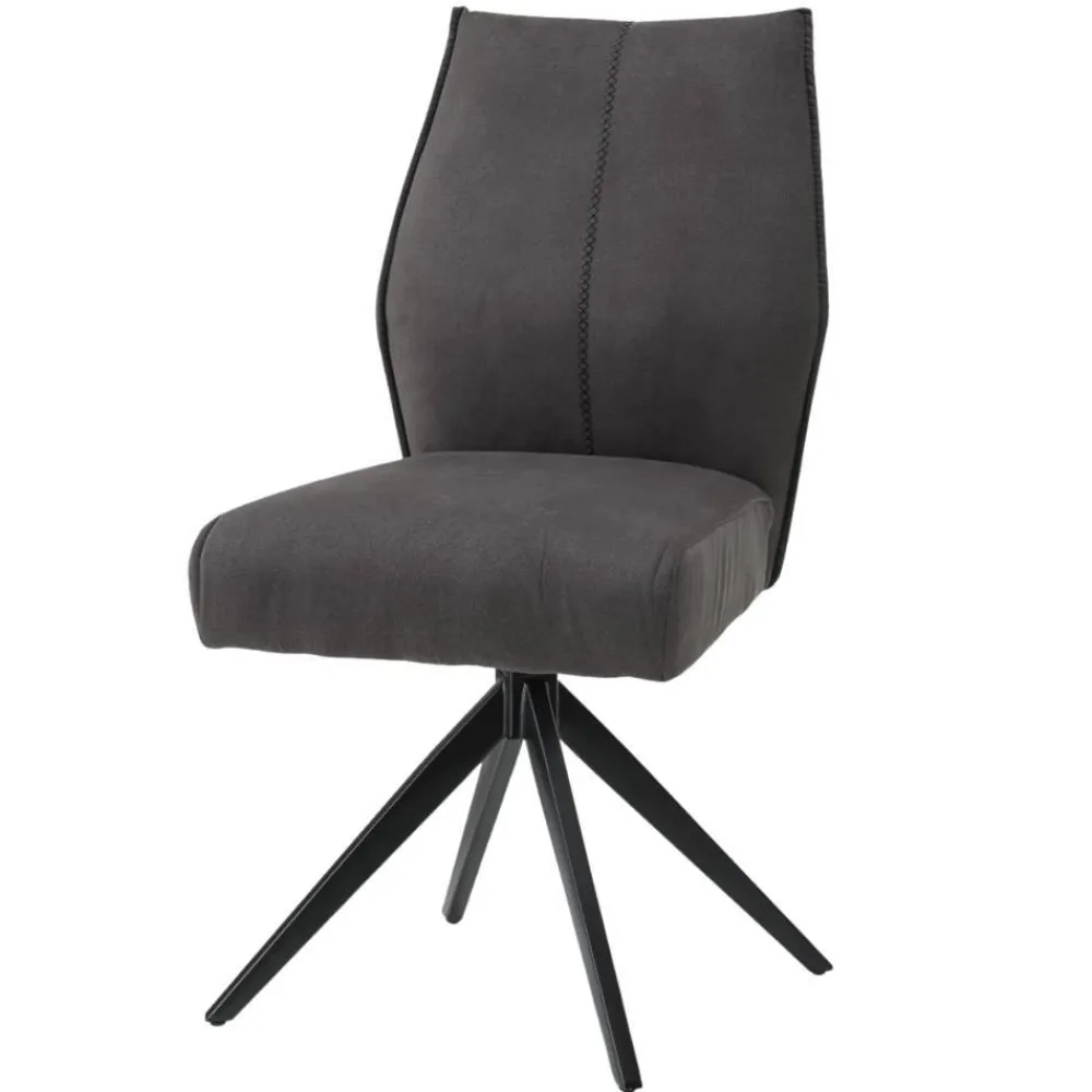 Wohnen Drehbare Polsterstühle in Dunkelgrau - Aturin (2er Set)