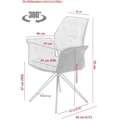 Wohnen Drehbare Stühle mit Armlehnen - Vanencia (4er Set)