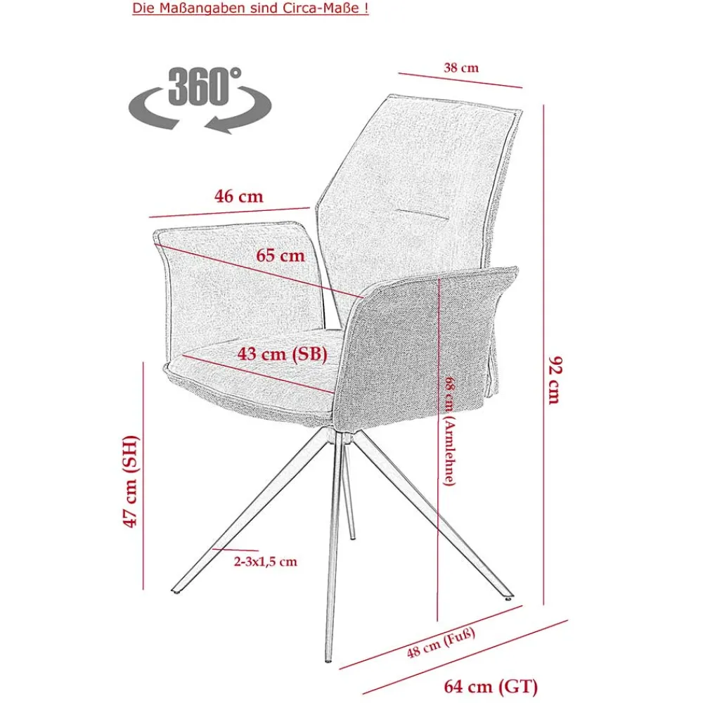 Wohnen Drehbare Stühle mit Armlehnen - Vanencia (4er Set)