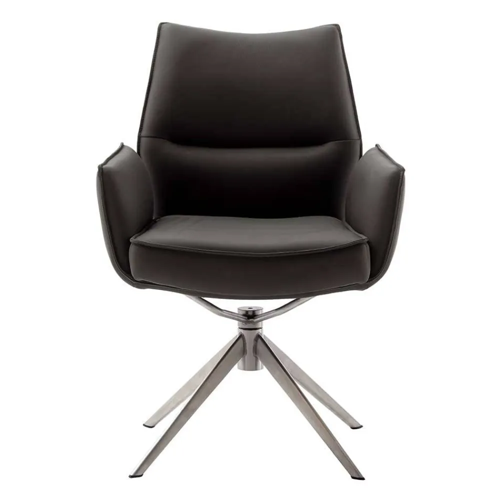 Wohnen Drehbare Tischsessel aus Echtleder - Cascaya (2er Set)