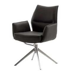 Wohnen Drehbare Tischsessel aus Echtleder - Cascaya (2er Set)