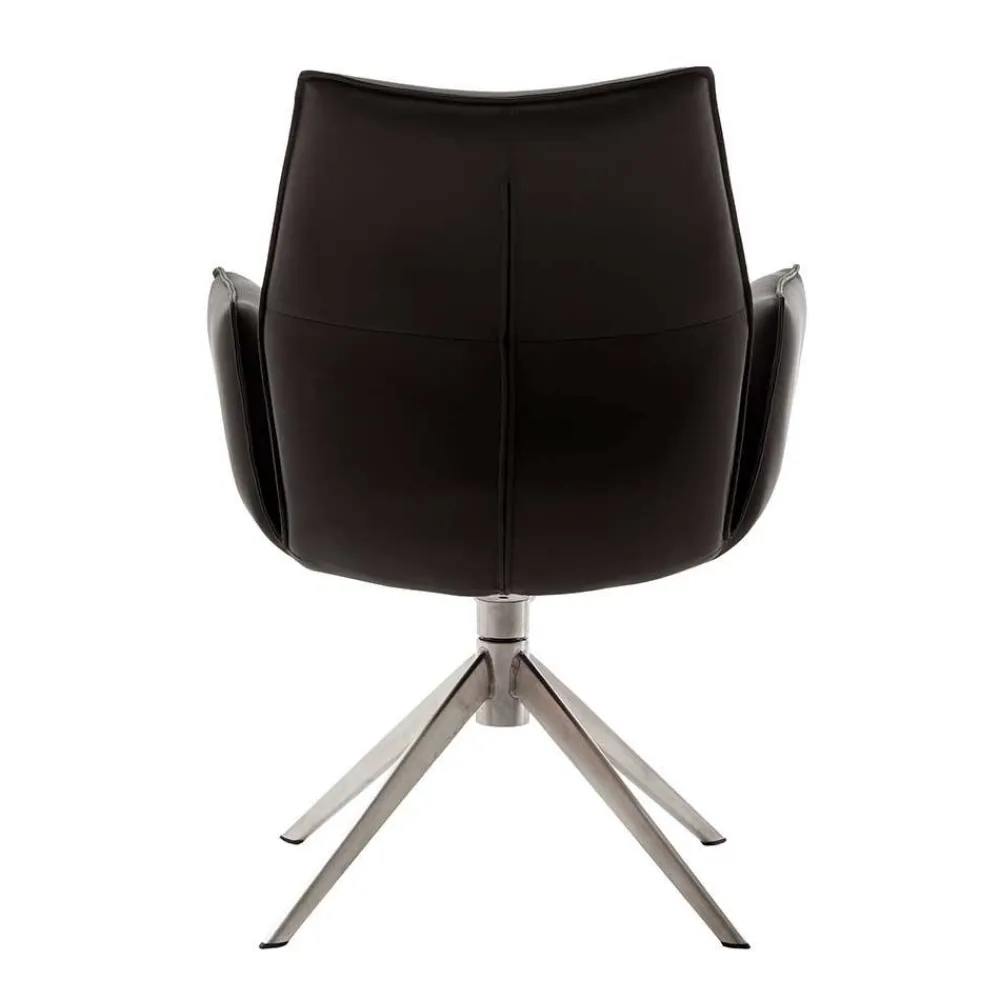 Wohnen Drehbare Tischsessel aus Echtleder - Cascaya (2er Set)