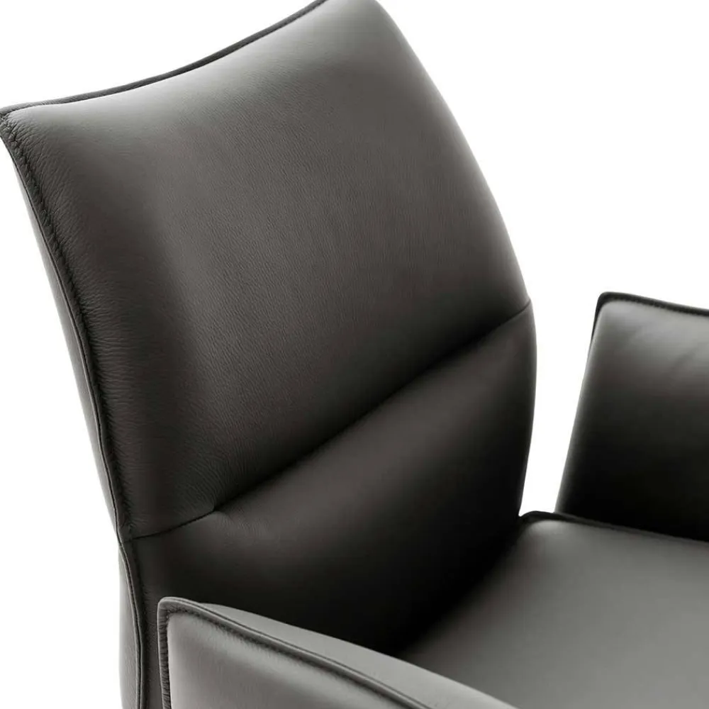 Wohnen Drehbare Tischsessel aus Echtleder - Cascaya (2er Set)