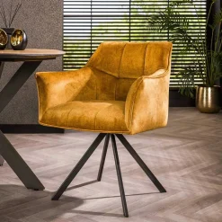 Wohnen Drehbare Tischsessel in Goldfarben - Arolds (2er Set)