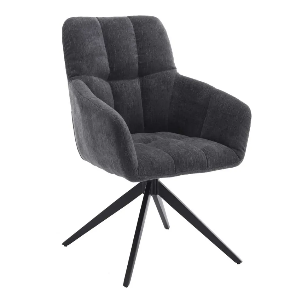 Wohnen Drehbarer Armlehnenstuhl in Anthrazit - Bevania (2er Set)