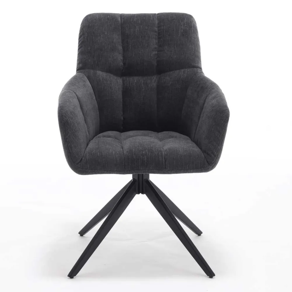 Wohnen Drehbarer Armlehnenstuhl in Anthrazit - Bevania (2er Set)