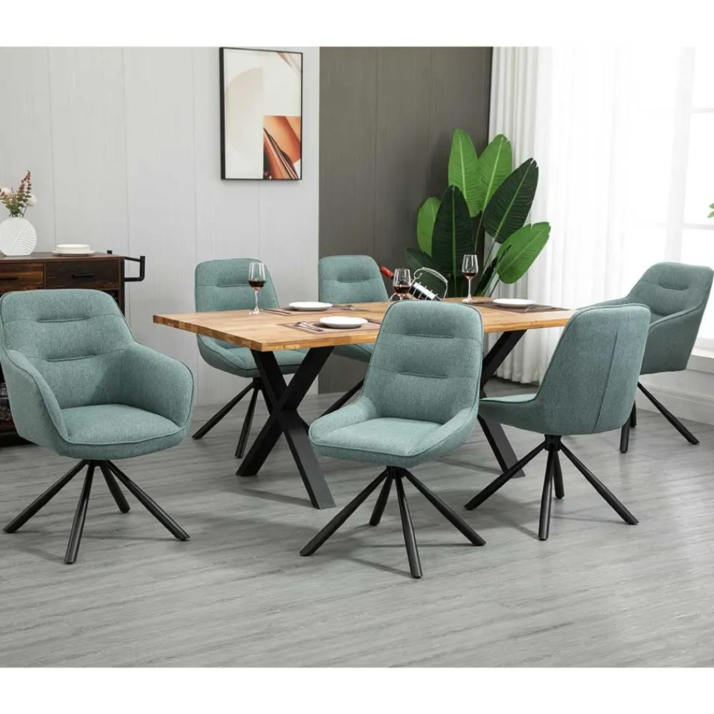 Wohnen Drehbarer Armlehnenstuhl in Türkis - Maior (2er Set)