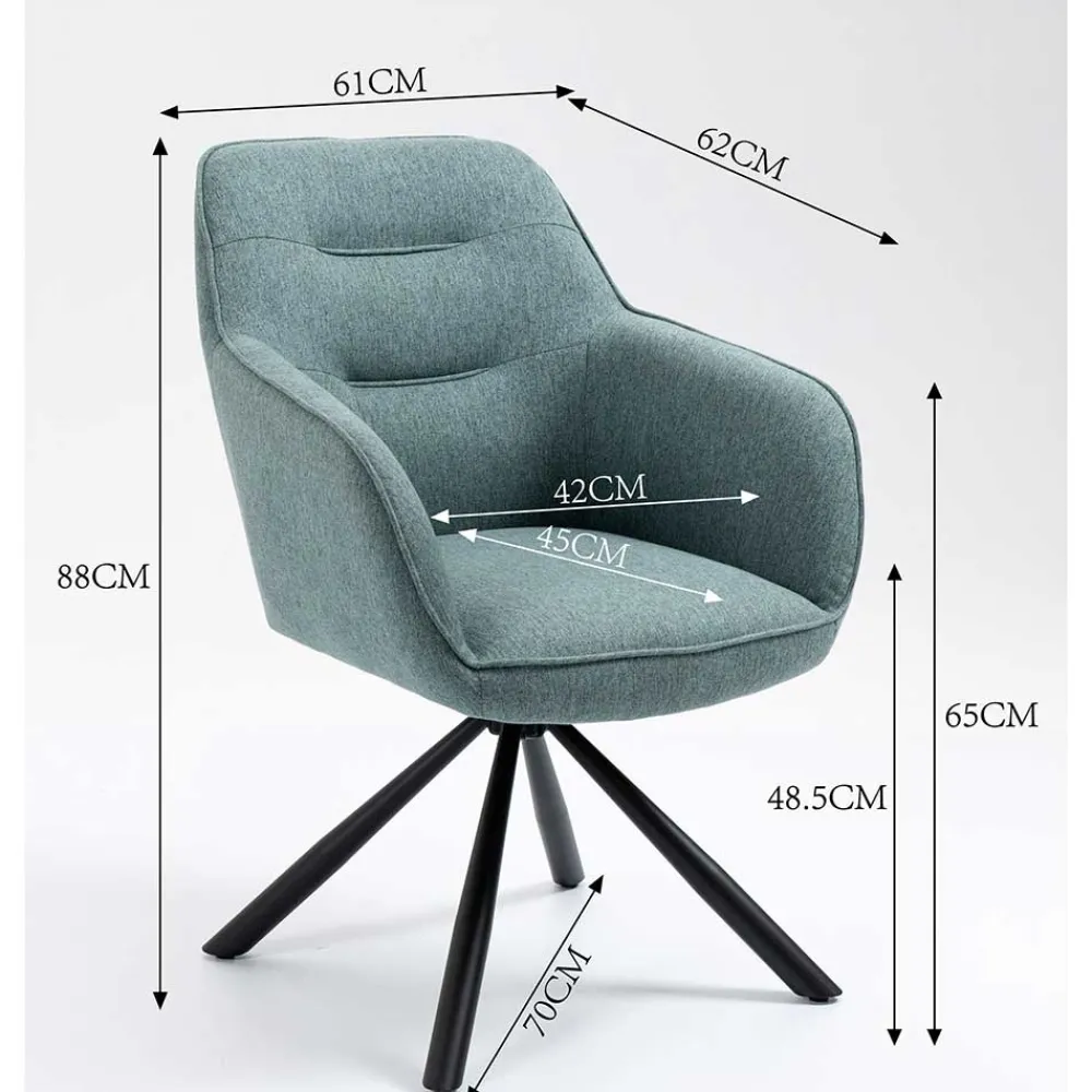 Wohnen Drehbarer Armlehnenstuhl in Türkis - Maior (2er Set)