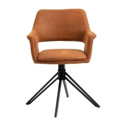 Wohnen Wohnzimmerstühle*Drehbarer Armlehnenstuhl in Cognac Braun - Cabelia (2er Set)