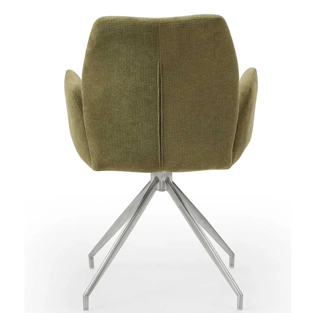 Wohnen Drehbarer Armlehnenstuhl in Oliv Grün Strukturstoff - Senva