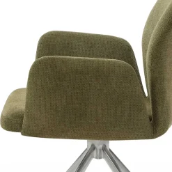 Wohnen Drehbarer Armlehnenstuhl in Oliv Grün Strukturstoff - Senva