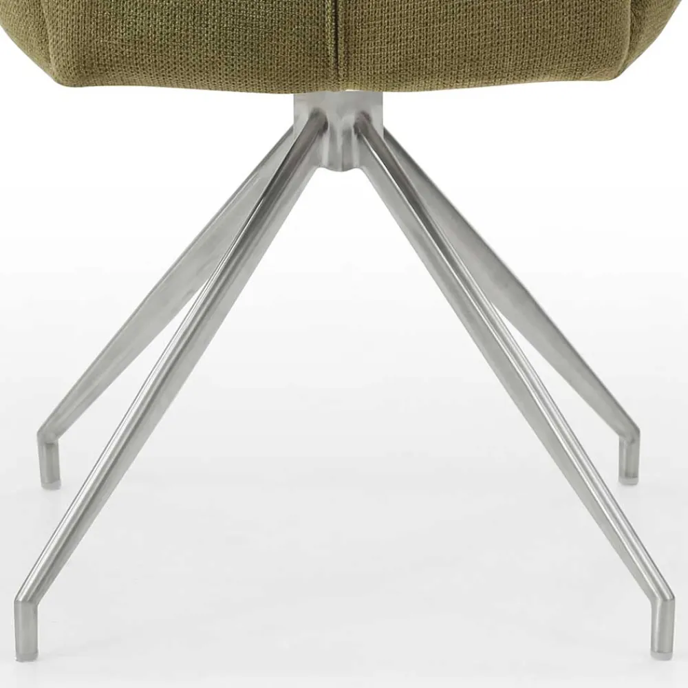 Wohnen Drehbarer Armlehnenstuhl in Oliv Grün Strukturstoff - Senva