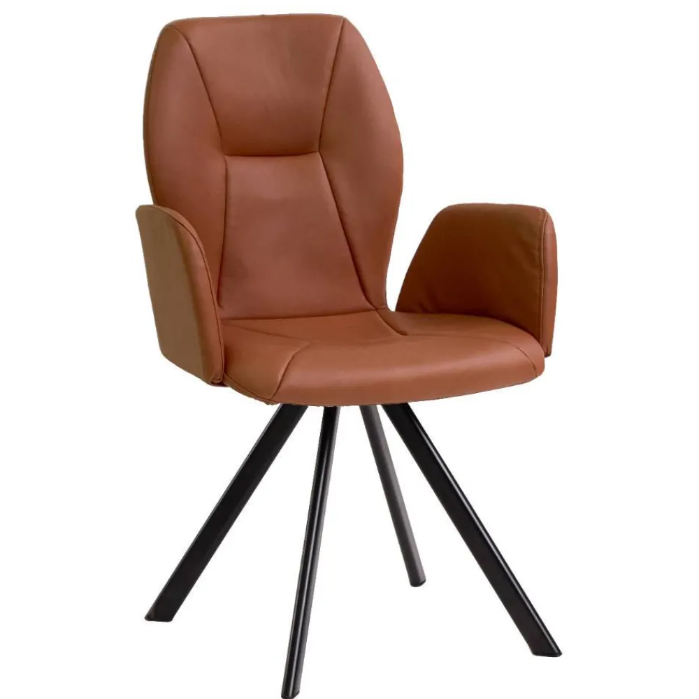 Wohnen Drehbarer Armlehnenstuhl in Cognac Braun - Dymco