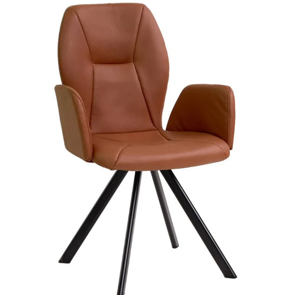 Wohnen Drehbarer Armlehnenstuhl in Cognac Braun - Dymco