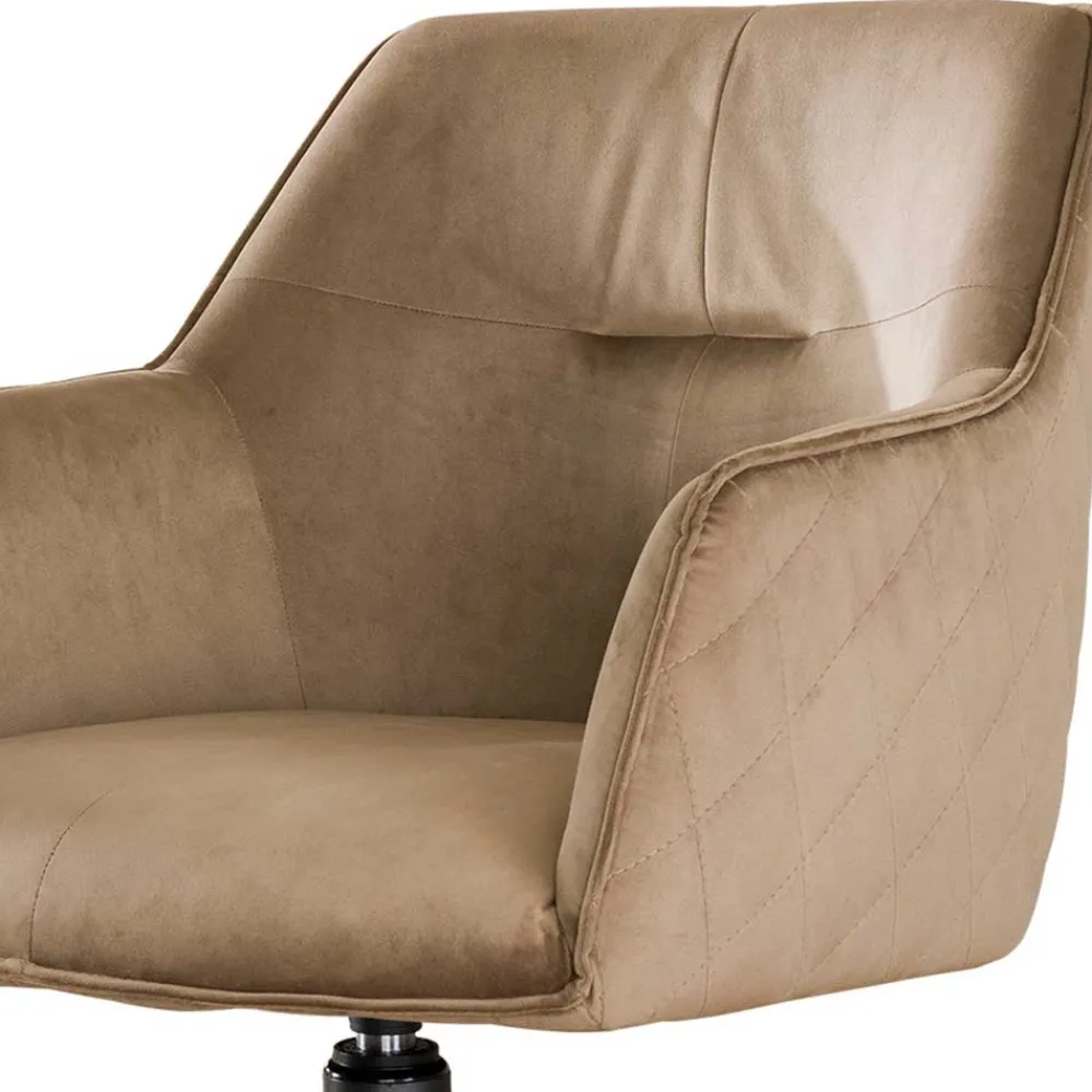 Wohnen Drehbarer Armlehnstuhl in Beige Samt - Vallee (2er Set)