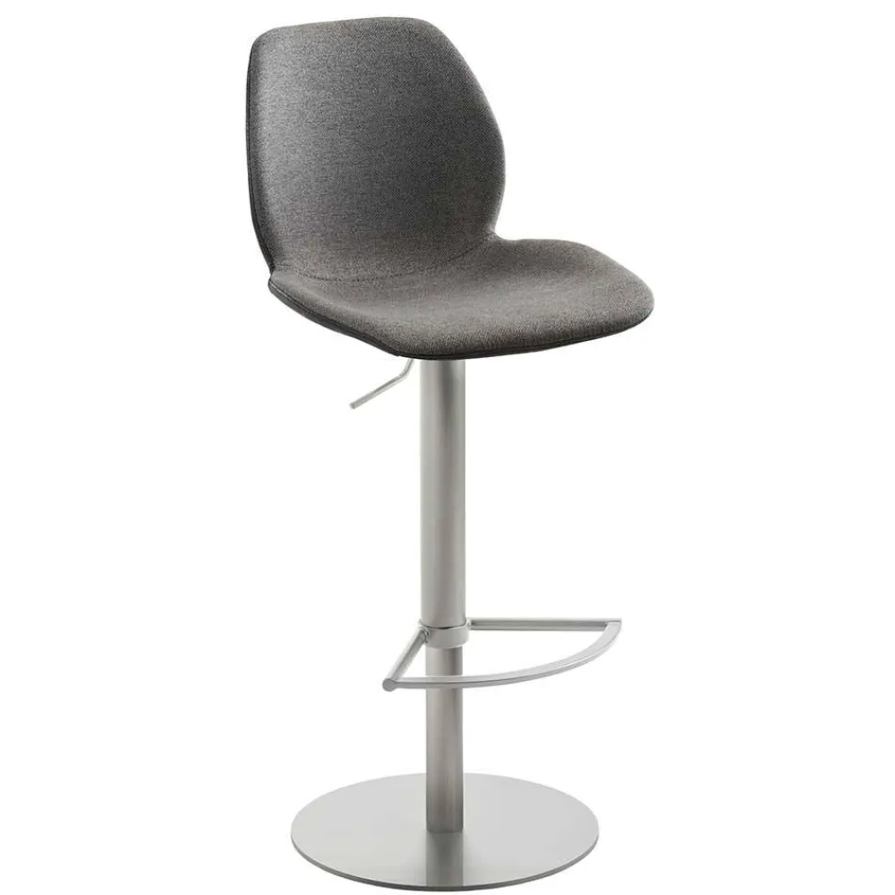Wohnen Drehbarer Barstuhl in Anthrazit & Edelstahl - Anturina